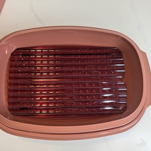Vintage Tupperware Microwave Food Steamer 6 Cup Dusty Rose 4-Piece 1273-6 EUC - Picture 8 of 9